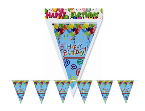 HAPPY B-DAY BANNER MULTICOLOUR BALLOON CLUSTERS PRINT