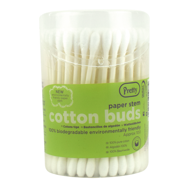 PRETTY PAPER STEM COTTON BUDS - PACK OF 100