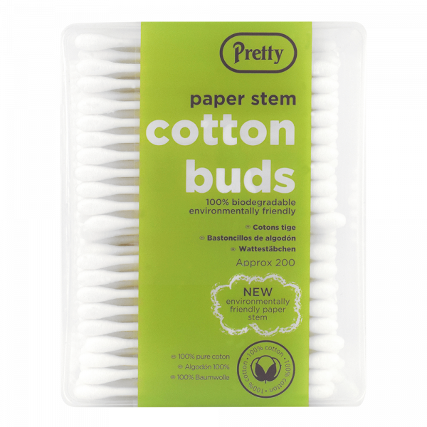 PRETTY PAPER STEM COTTON BUDS - PACK OF 200