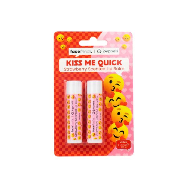 FACE FACTS JOY PIXELS LIP BALMS - KISS ME QUICK - STRAWBERRY - PACK OF 2