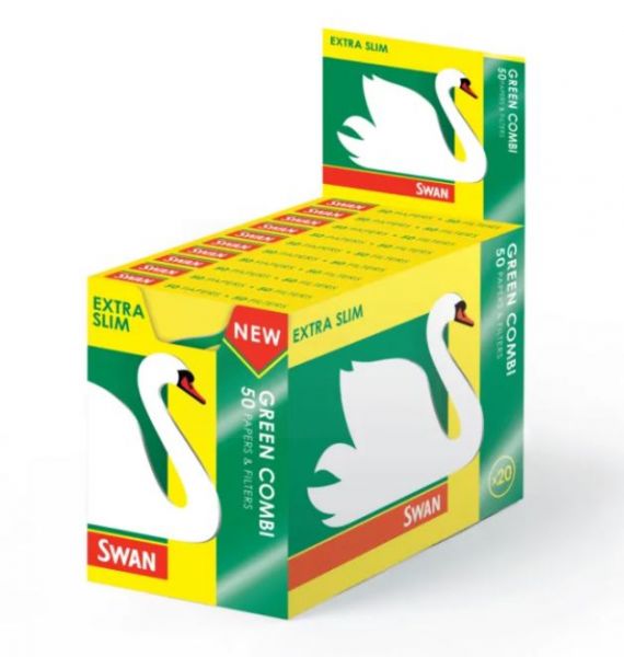 Swan Extra Slim Combi 50 Paper & Filters - Green - Pack of 20