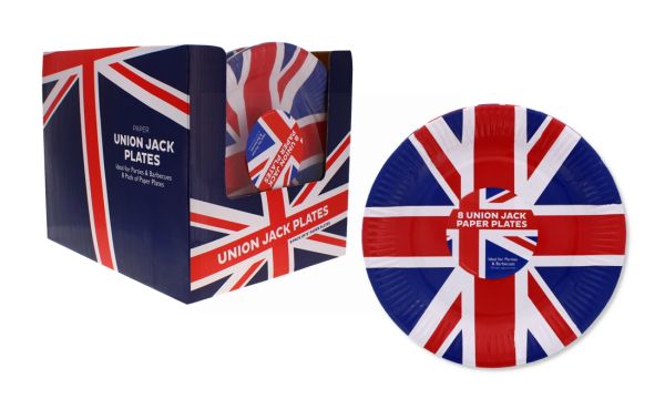 UNION JACK PAPER PLATES 8-PACK BRITISH DECOR