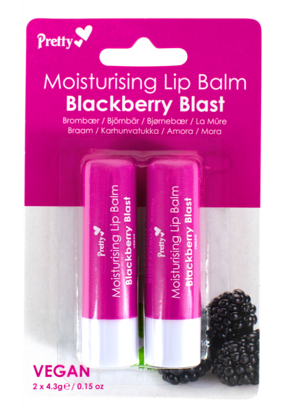 PRETTY MOISTURISING LIP BALM - BLACKBERRY BLAST - PACK OF 2