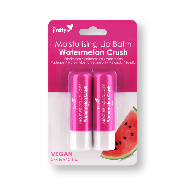 PRETTY MOISTURISING LIP BALM - WATERMELON CRUSH - PACK OF 2