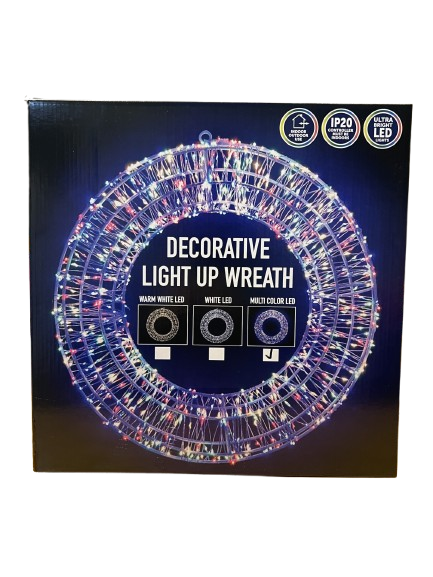 White Indoor/Outdoor Decorative Light Up 3D Metal Wreath - 960 LED - 38cm