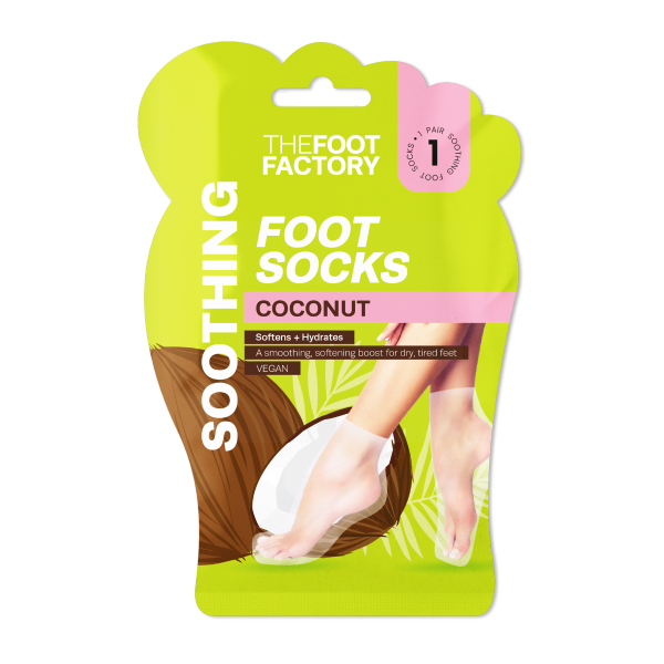 THE FOOT FACTORY - SOOTHING FOOT SOCKS - COCONUT - 1 PAIR