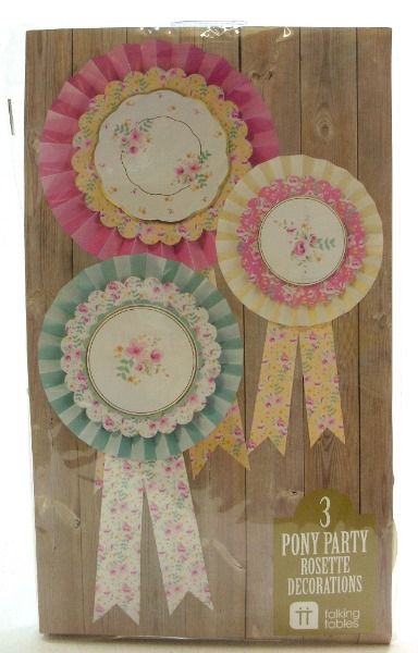 PONY PARTY ROSETTE DECORATIONS 3 PACK