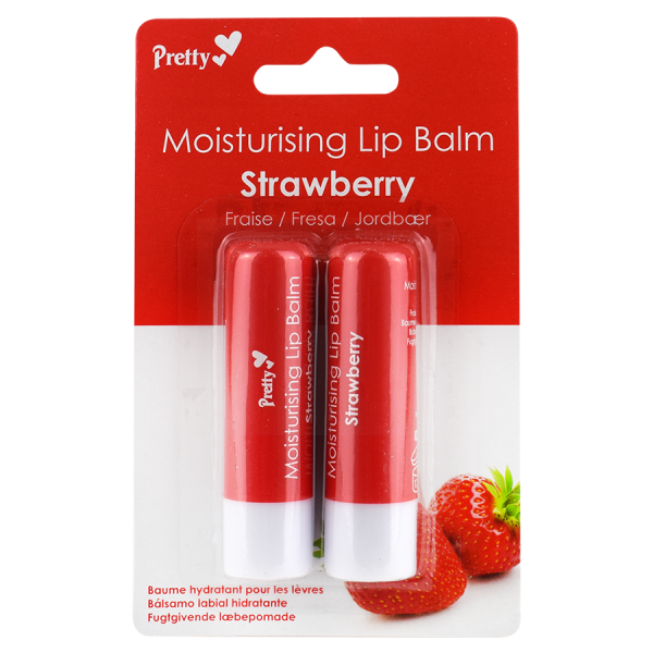 PRETTY MOISTURISING LIP BALM - STRAWBERRY - PACK OF 2