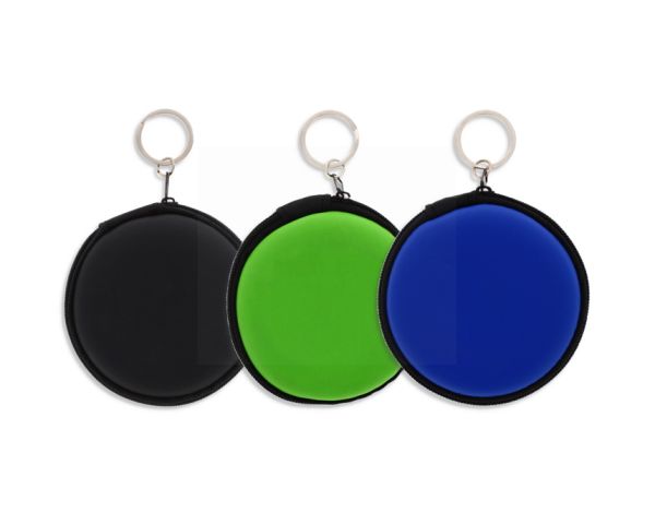 EARPHONE POUCH KEYRING ASSORTED COLOURS