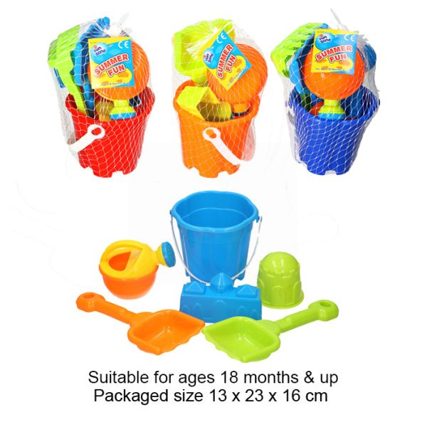 A to Z Fun Zone - Summer Fun Beach Bucket Set - Assorted Items - Pack of 6