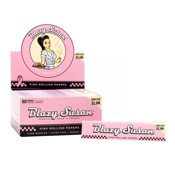 BLAZY SUSAN PINK ROLLING PAPERS - KING SIZE SLIM - PACK OF 50