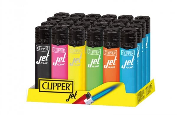 CLIPPER JET FLAME WIND PROOF LIGHTERS - SHINY COLOURS - ASSORTED - PACK OF 24