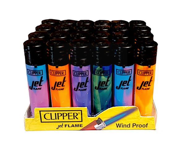 CLIPPER JET FLAME WIND PROOF LIGHTERS - NEBULA - ASSORTED - PACK OF 24