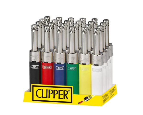 Clipper Electronic Refillable Mini Tube Lighter - Solid Colours - Pack of 24