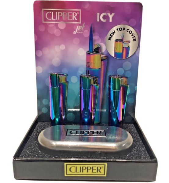 Clipper Metal Flint Reusable Lighter + Gift Box - Icy 