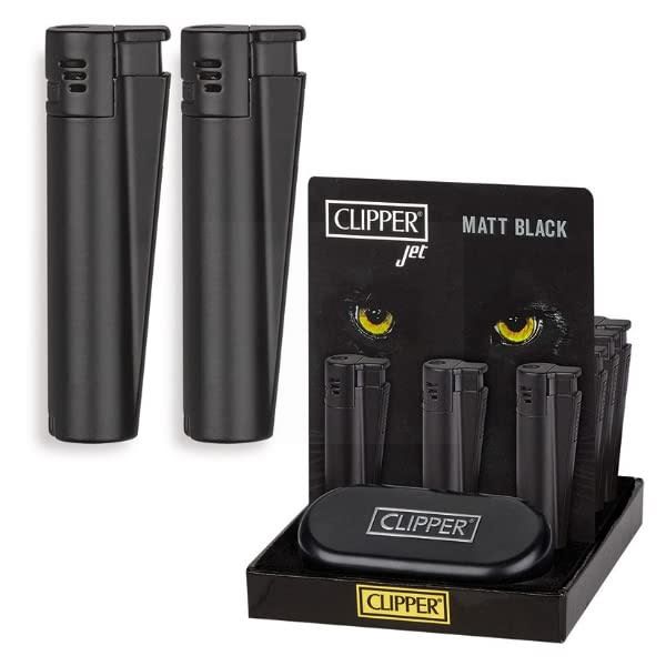 Clipper Metal Flint Reusable Lighter + Gift Box - Matt Black