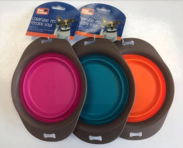 Pet Touch Collapsible Pet Feeding Bowl - 20.5 x 15.5cm - Assorted Colours 