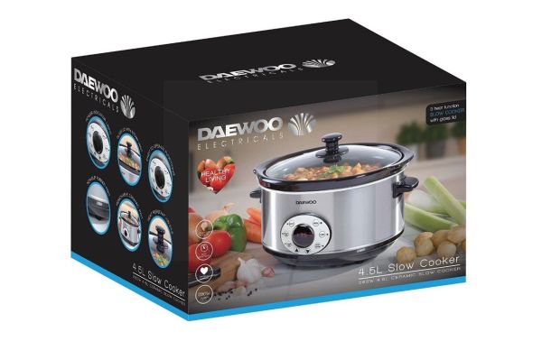 Daewoo Electricals 280W 4.5L Ceramic Slow Cooker with Glass Lid - 24.5 x 31.5 x 38cm