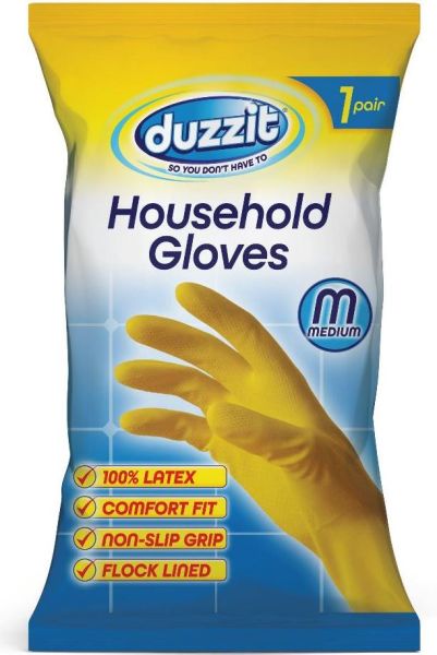 DUZZIT 1PK HOUSEHOLD GLOVES-M 