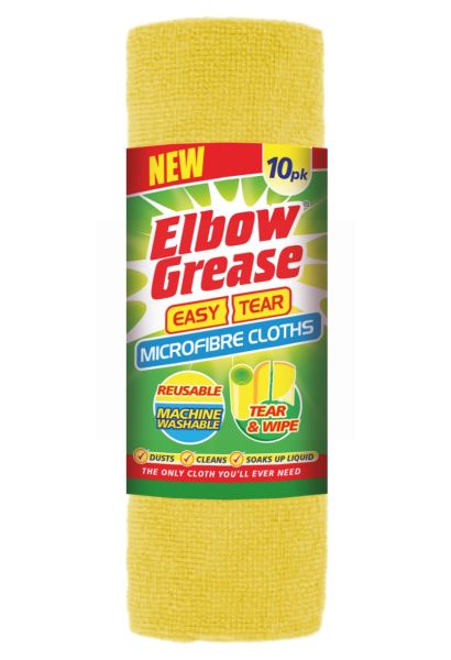 ELBOW GREASE EASY TEAR MICROFIBRE CLOTHS - YELLOW - PACK OF 10