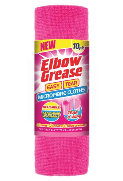 ELBOW GREASE EASY TEAR MICROFIBRE CLOTHS - PINK - PACK OF 10