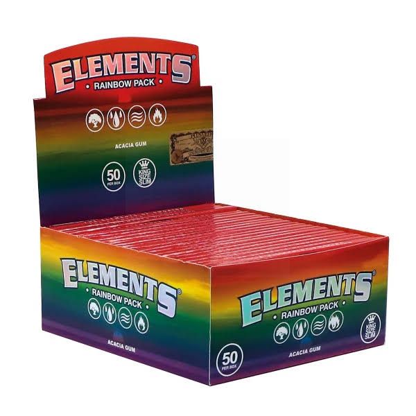 ELEMENTS RAINBOW KING SIZE SLIM ROLLING PAPERS - PACK OF 50