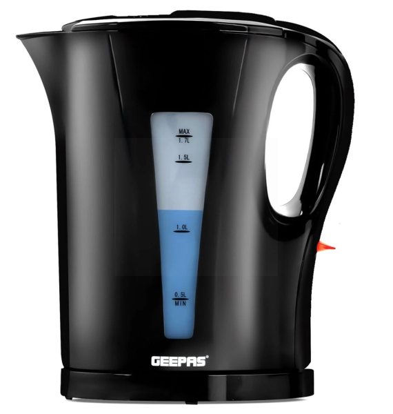 Geepas Fast-Boil Cordless Electric Kettle - Black - 2200W - 1.7L