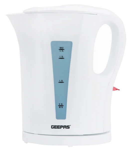 Geepas Fast-Boil Cordless Electric Kettle - White - 1.7L