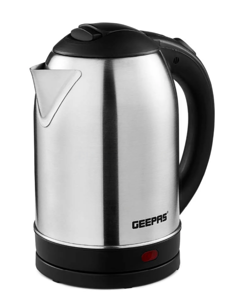 Geepas Rapid Boil Stainless Steel Black Electric Kettle - 1500W - 1.8L