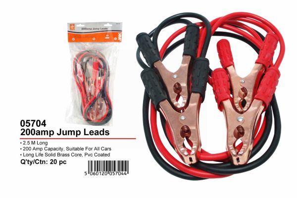 JAK 200A Brass Core PVC Coated Jump Lead - Black/Red - 2.5m