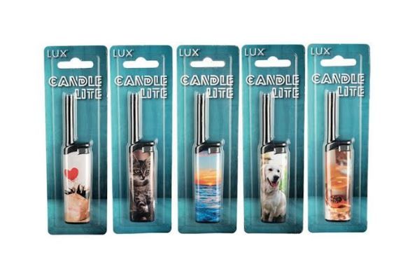 Lux Candle Lite Refillable Tube Lighter - 13cm - Mixed Designs 