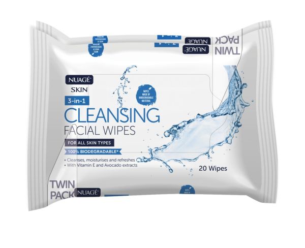 3-IN-1 CLEANING FACIAL WIPES TWIN PACK 