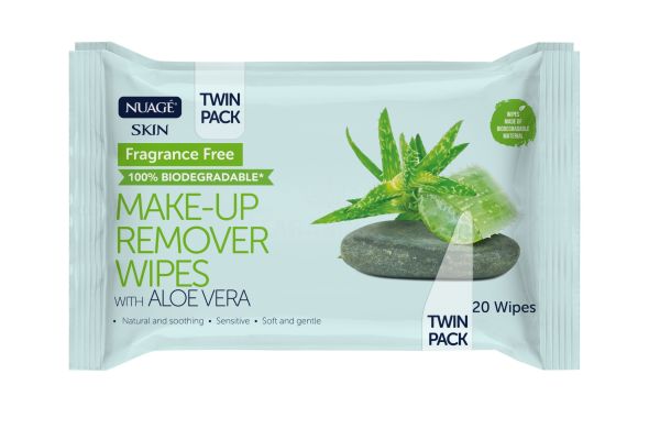 NUAGE FRAGRANCE FREE MAKEUP REMOVER WIPES - TWIN PACK - 25 WIPES PER PACK - EXP: 07/25 