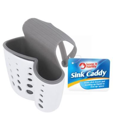 Keep It Handy Sink Caddy for Holding Dish Brush & Washing Liquid - White - 12 x 14 x 9cm