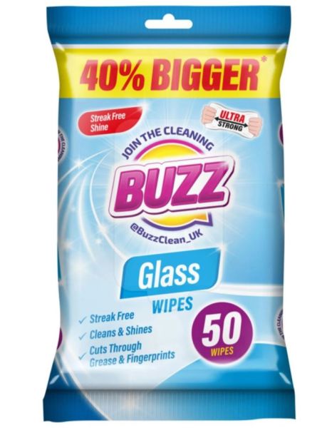 Buzz Ultra Strong Glass Wipes - Pack of 50