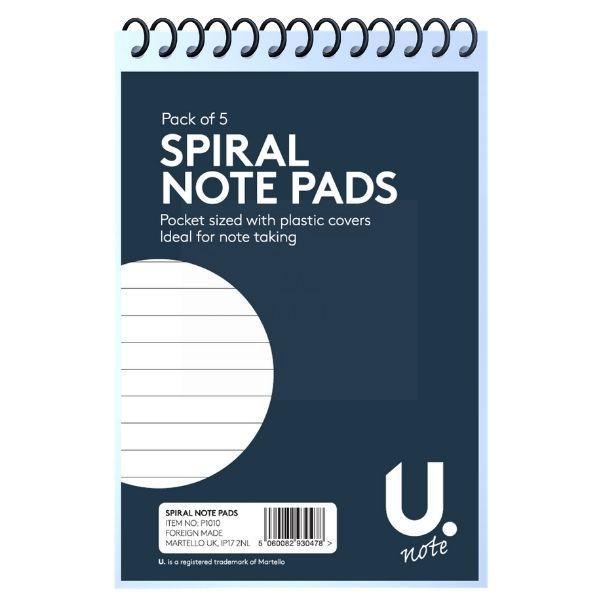 5PK POCKET SIZE SPIRAL NOTEPADS 