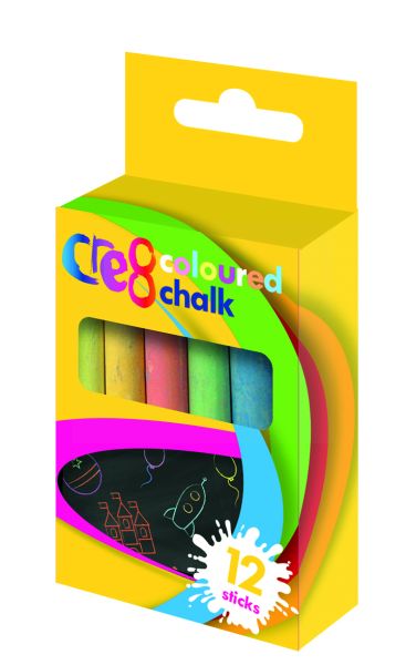 CRE8 COLOURED CHALK - 12 COLOURS 