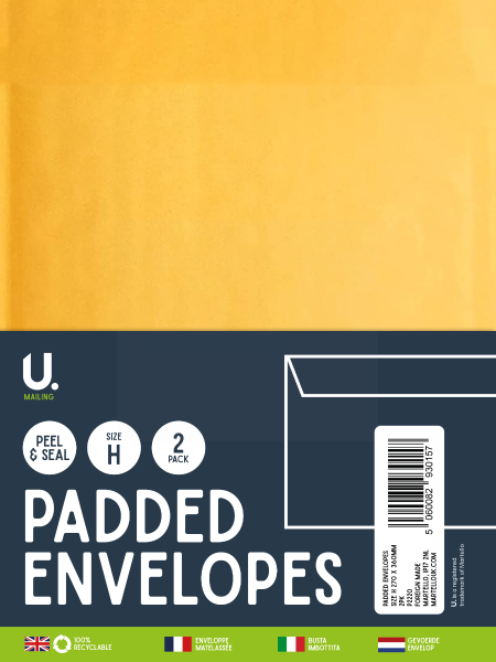 PADDED ENVELOPES - SIZE H - 270 X 360MM - PACK OF 2