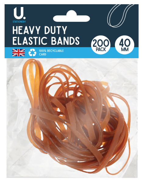 HEAVY DUTY ELASTIC BANDS - 40MM - PACK OF 200