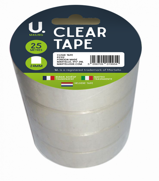 CLEAR TAPE - 24MM X 25M - PACK OF 4