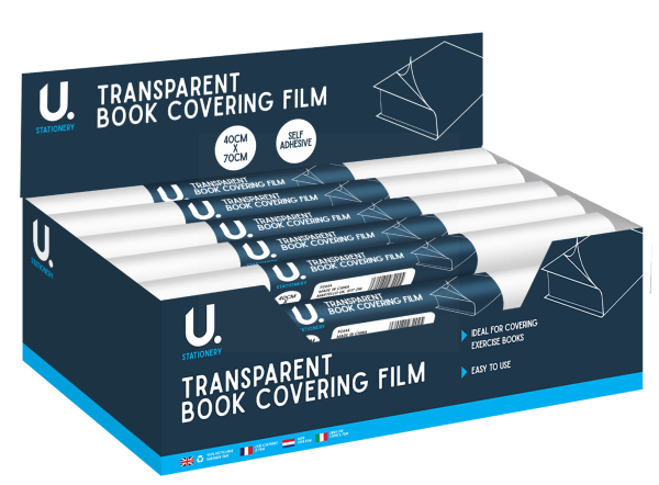 TRANSPARENT BOOK COVERING FILM - 40CM X 70CM 