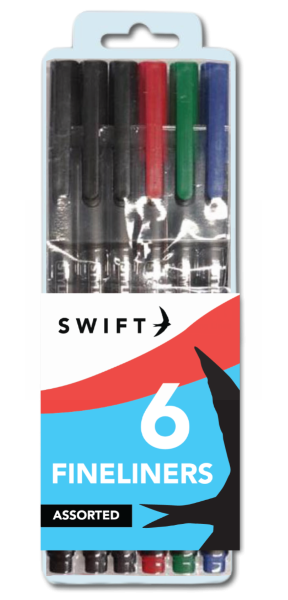 FINELINERS ASSORTED - PACK OF 6