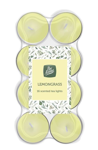 16 PK COLOUR TEA LIGHTS LEMONGRASS 