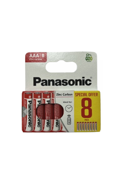 Panasonic AAA Zinc Carbon Batteries - Pack of 8