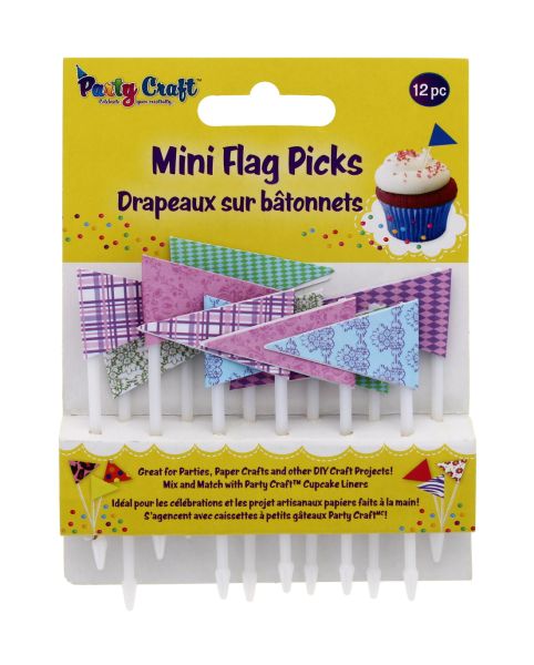 PARTY CRAFT MINI FLAG PICKS PRETTY PATTERNS