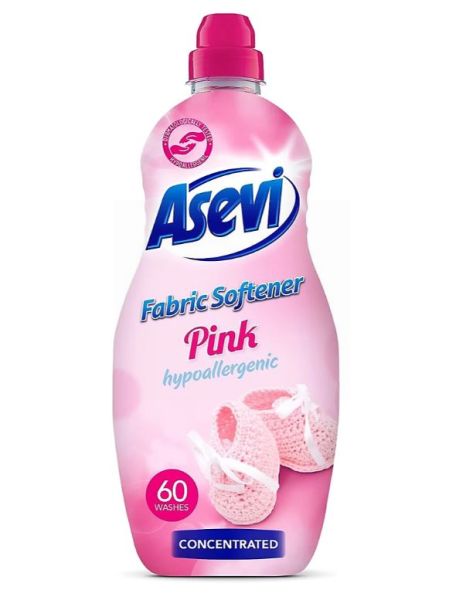 ASEVI SOFT PINK HYPOALLERGENIC CONCENTRATED FABRIC CONDITIONER - 1380ML - 60 WASHES - EXP:09/26