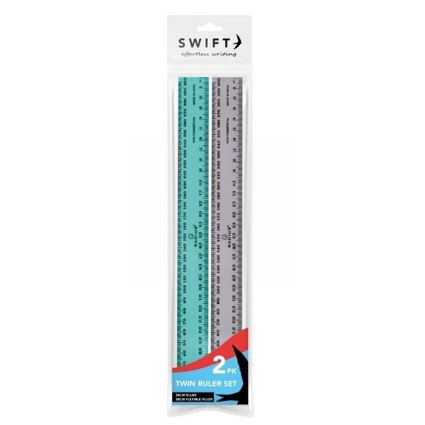 2PK 30CM FLEXIBLE TWIN RULER SET 