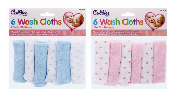 BABY WASH CLOTHES 6PC