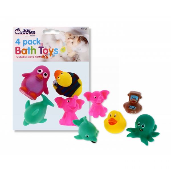 CUDDLES BATH TOYS ASSORTED CHARACTERS - PACK OF 4