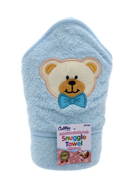 COTTON SNUGGLE BABY TOWEL WTH HOOD BLUE